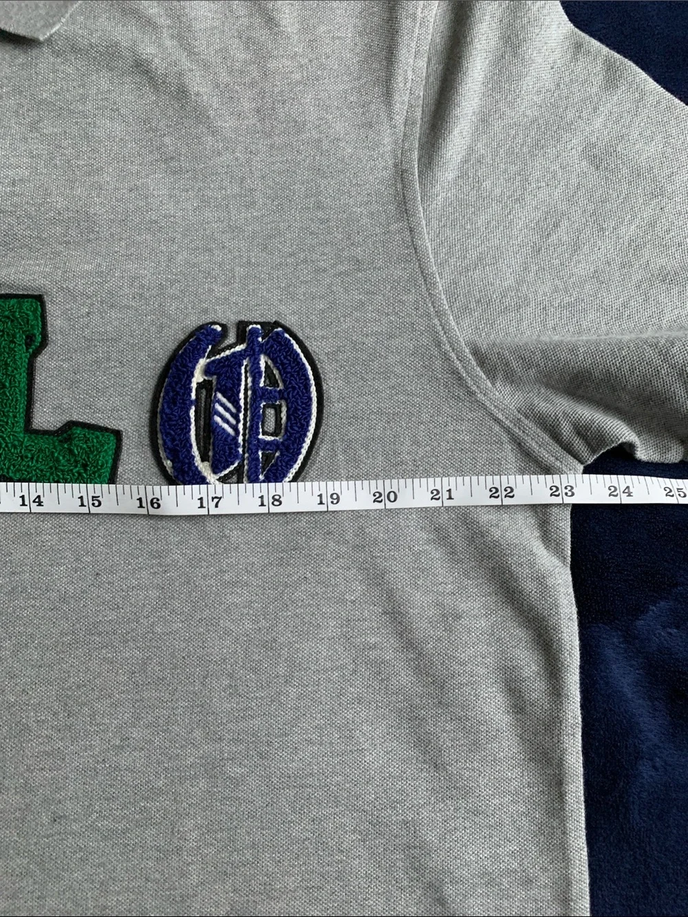 Polo by Ralph Lauren SE Gray Polo Shirt with Multicolor Patch Letters